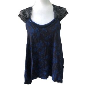 Free People Lace Cross Back Floral Beaded Tank Top Size Medium